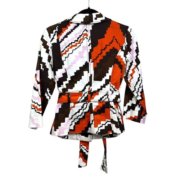 Walter Baker Jacket Lightweight Collared Belted 5 Button Multi Color Women Sz 0 - Picture 5 of 6